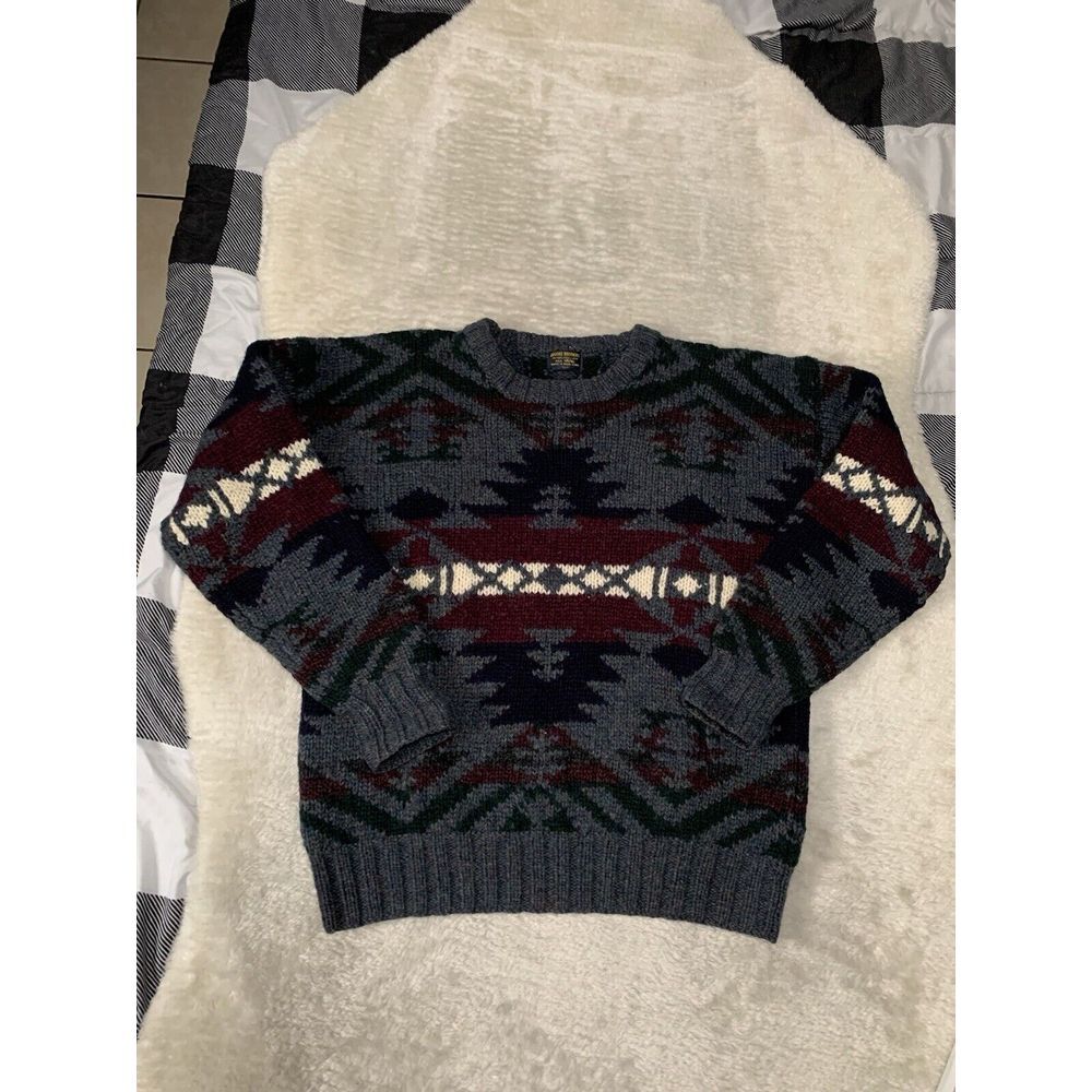 Vintage Brooks Brothers Mens Aztec‎ Western Wool Sweater Size Large Rare Print
